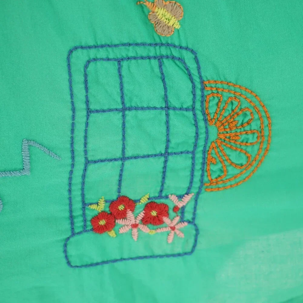 JOHNNY WAS Biya Lemona Embroidered Henley Short Sleeve Blouse Green Size M - Picture 8 of 10